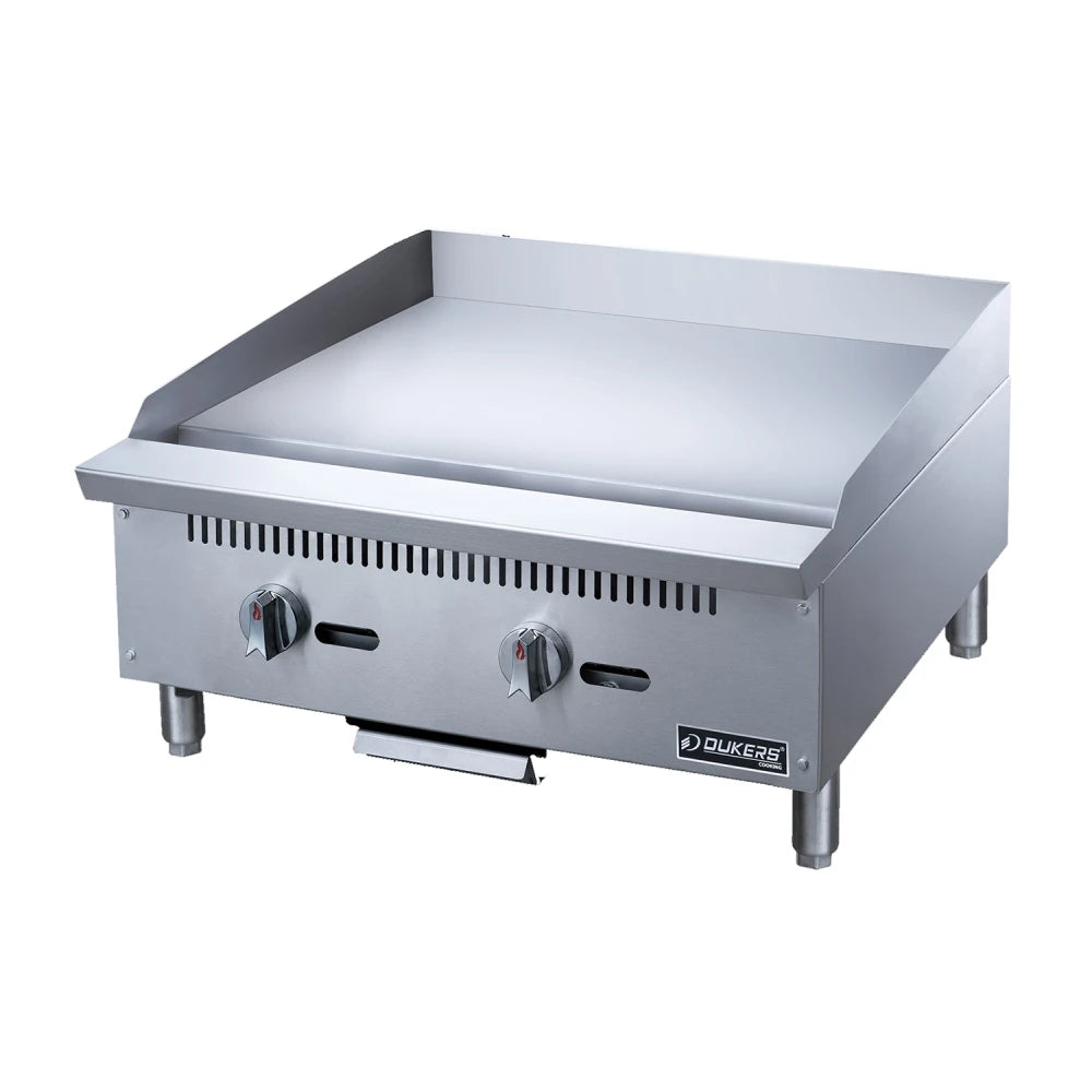 Dukers DCGMA24 24"W Stainless Steel Gas Countertop Griddle - 60,000 BTU