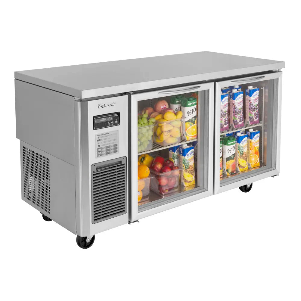 Turbo Air JUR-60-G-N Undercounter Refrigerator – 59" Two-Section, Glass Door