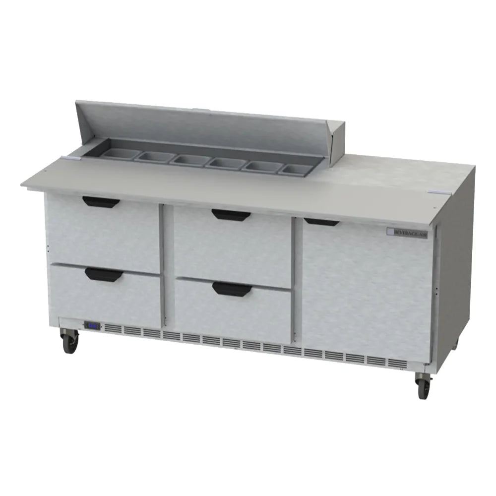 Beverage Air SPED72HC-12C-4 72" W Three-Section One Door Sandwich Top Refrigerated Counter