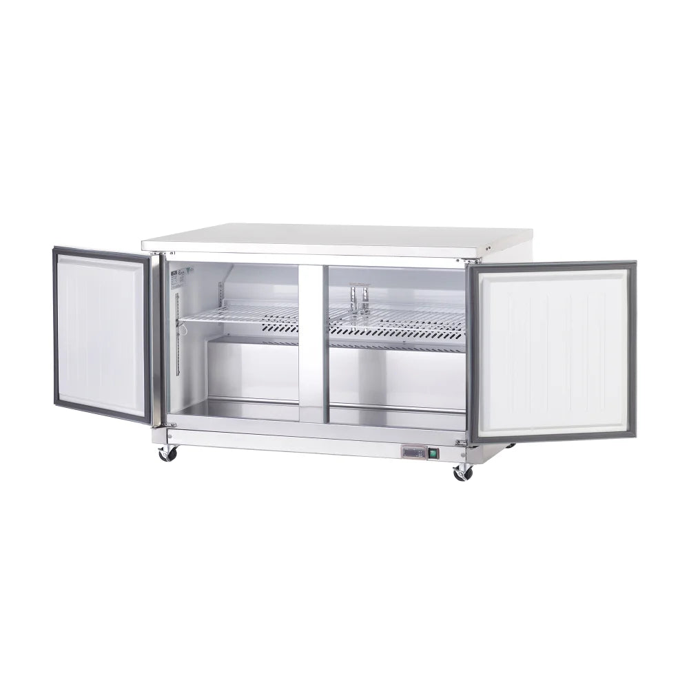 Arctic Air AUC60R 61.25" W Two-Section Solid Door Undercounter Refrigerated Work Top Counter