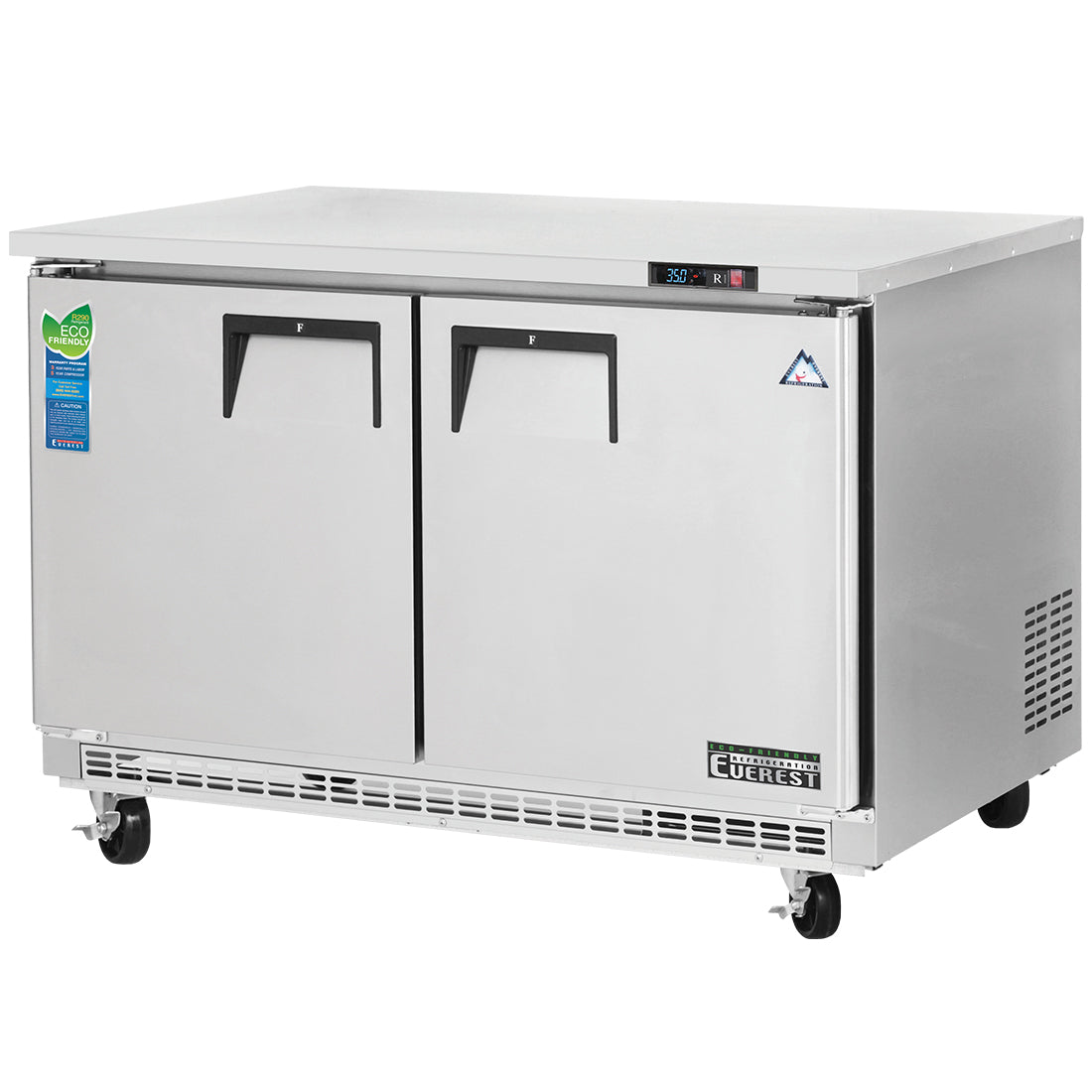 Everest Refrigeration ETWR2 59.25"W Two-Section Solid Door Undercounter/Worktop Refrigerator