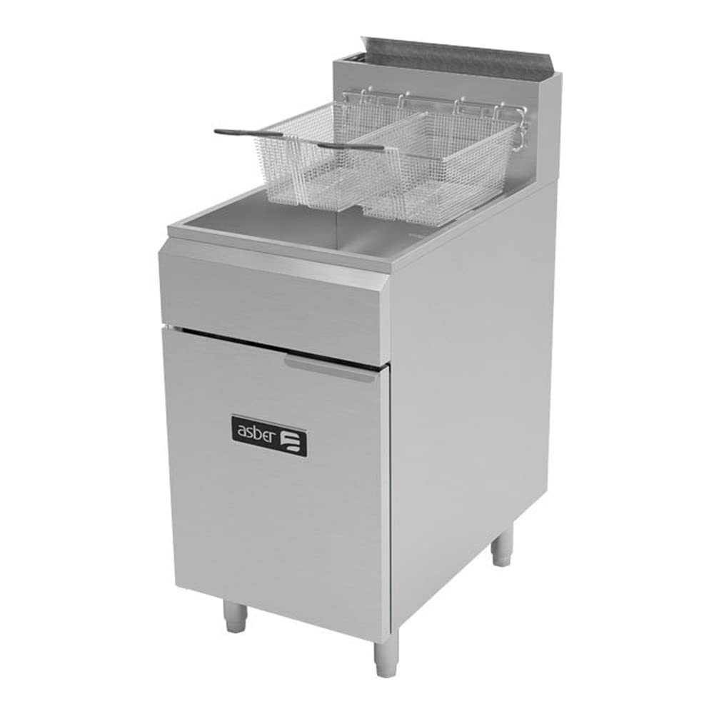 Asber AEF-75-S-NG 75 Lbs. Stainless Steel Natural Gas Fryer - 140,000 BTU
