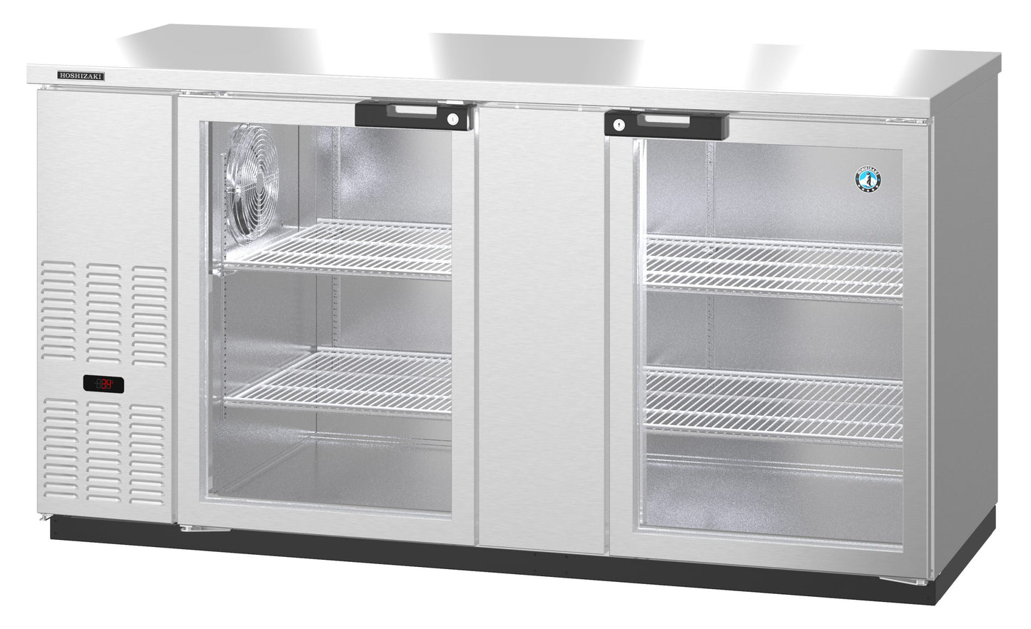 Hoshizaki BB69-G-S 69.5"W Two-Section Glass Door Refrigerated Back Bar Cooler