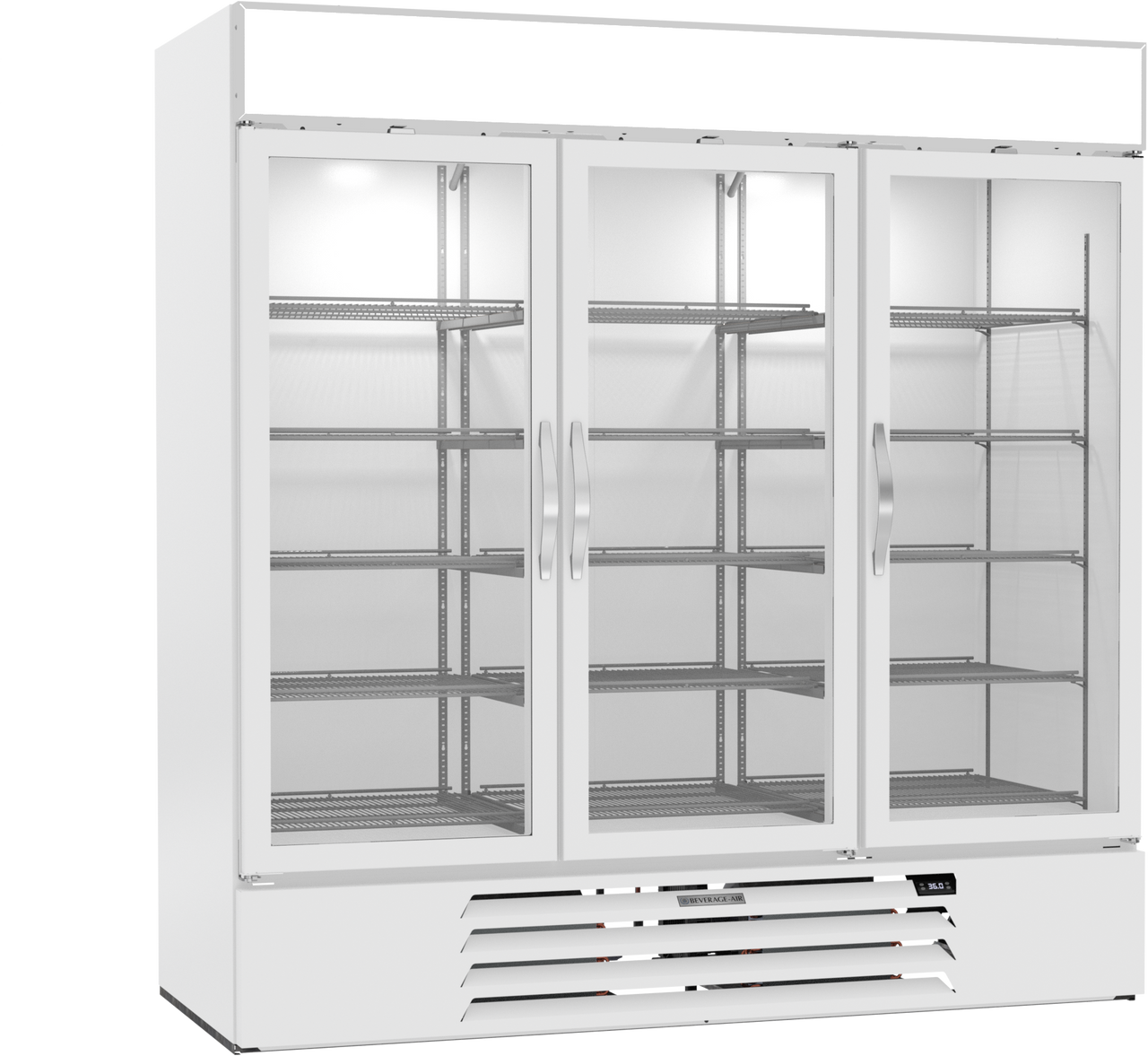 Beverage Air MMR72HC-1-W 75" W Three-Section Glass Door MarketMax Refrigerated Merchandiser