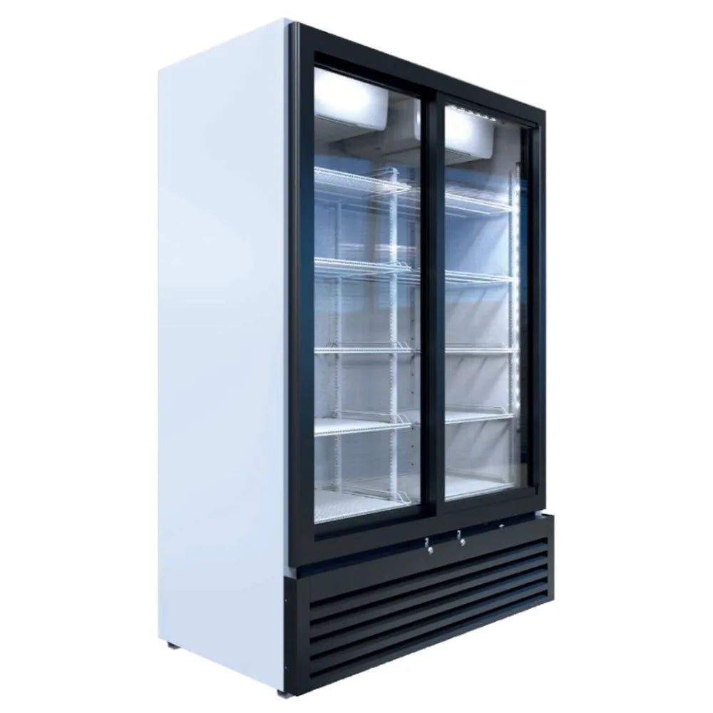 Beverage Air MT53-1-SDW 54.25" W Two-Section Glass Door Marketeer Series Refrigerated Merchandiser