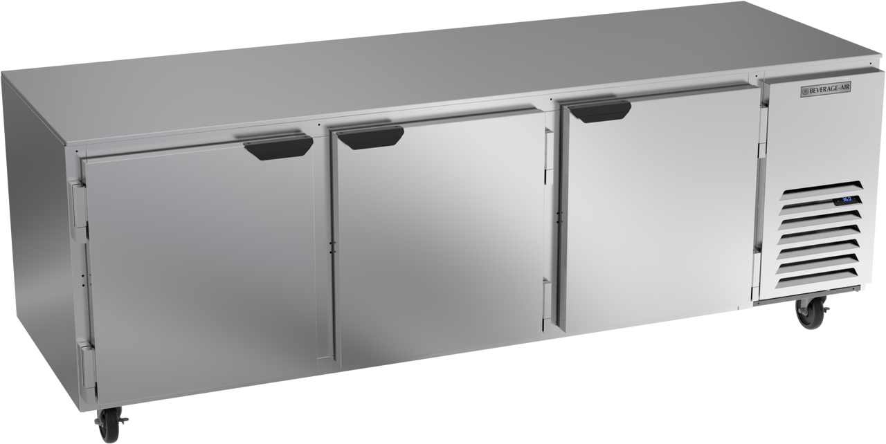 Beverage Air UCR93AHC 93"W Three-Section Reach-In Undercounter Refrigerator