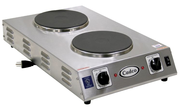 Cadco CDR-2CFB 13.5" Watts x 4.13" H x 22.75" D Hea Voltsy Duty Stainless Steel Electric Countertop Portable Hot Plate - 120 Volts