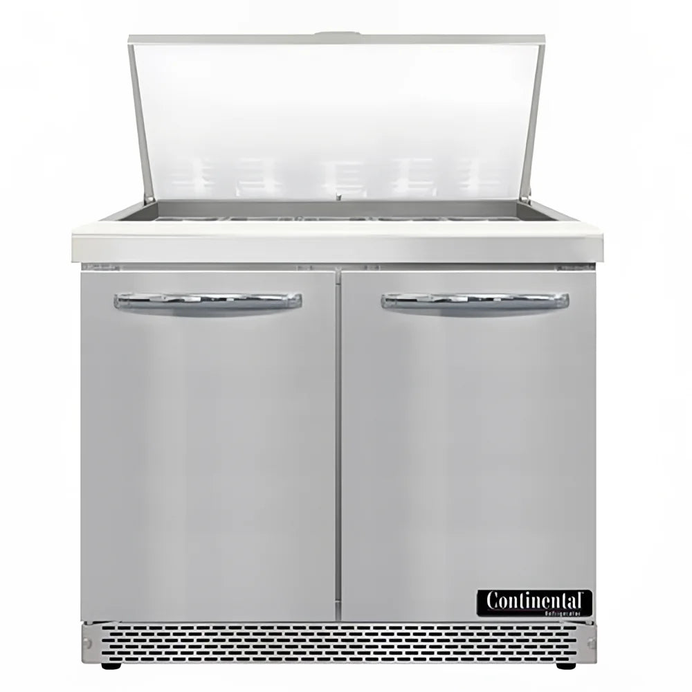 Continental Refrigerator D36N15M-FB 36" W Two-Section Two Door Designer Line Mighty Top Sandwich Unit