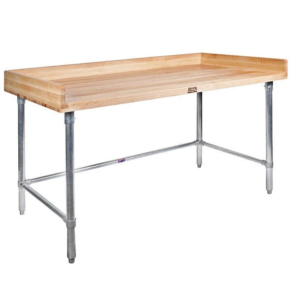 John Boos DNB07-X – Wood Top Baker's Table with Galvanized Base, 30" x 48"
