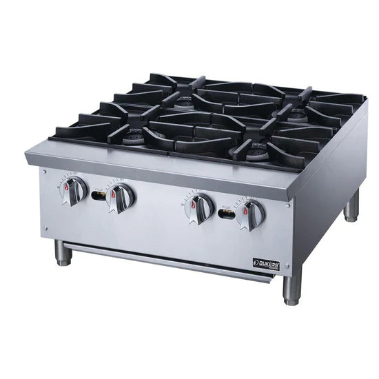 Dukers DCHPA24 4 Stainless Steel Burners Hotplate Gas Countertop - 112,000 BTU