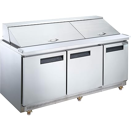 Dukers DSP72-20-S3 72" 3 Self-Closing Solid Door Sandwich / Salad Prep Table