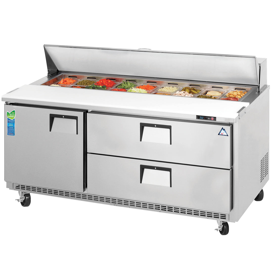 Everest EPBNR3-D2 71" Sandwich/Salad Prep Table with Refrigerated Base