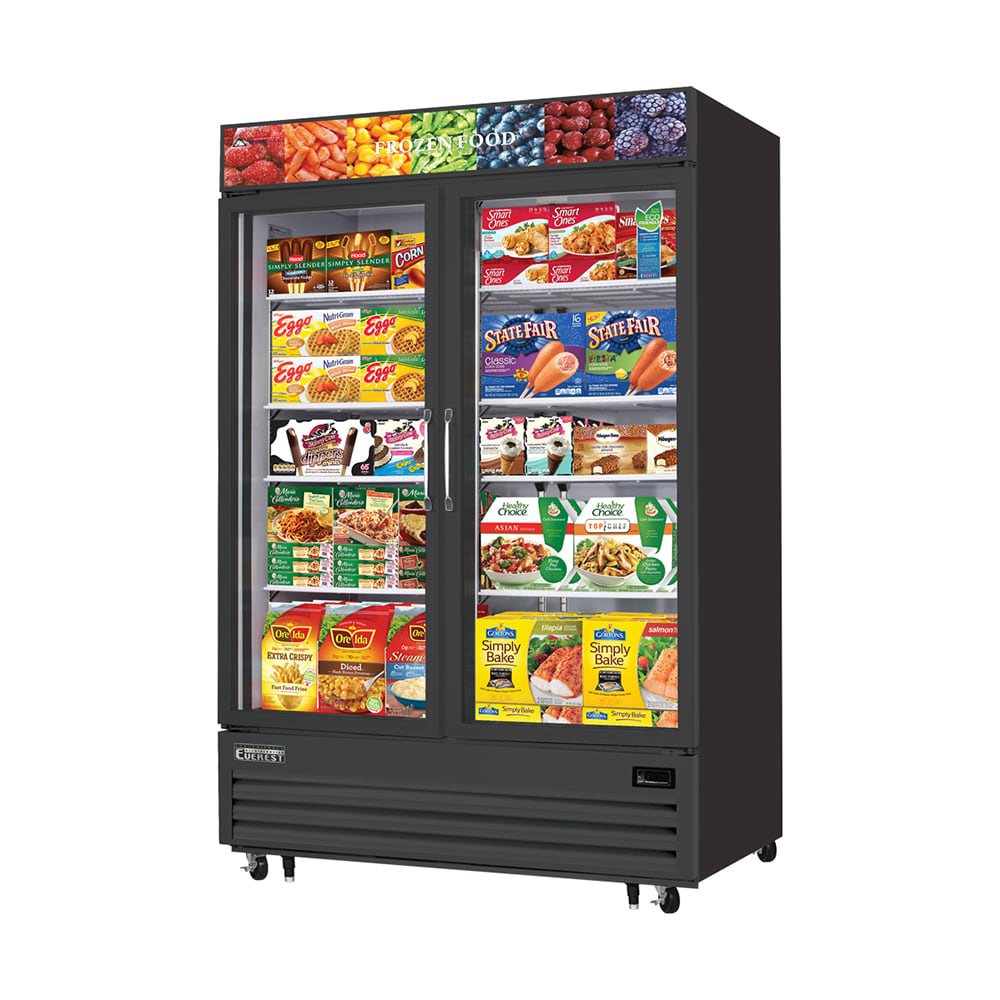 Everest Refrigeration EMGF48B 54.75" W 2-Sections Reach-In Glass Door Merchandiser Freezer - 115 Volt