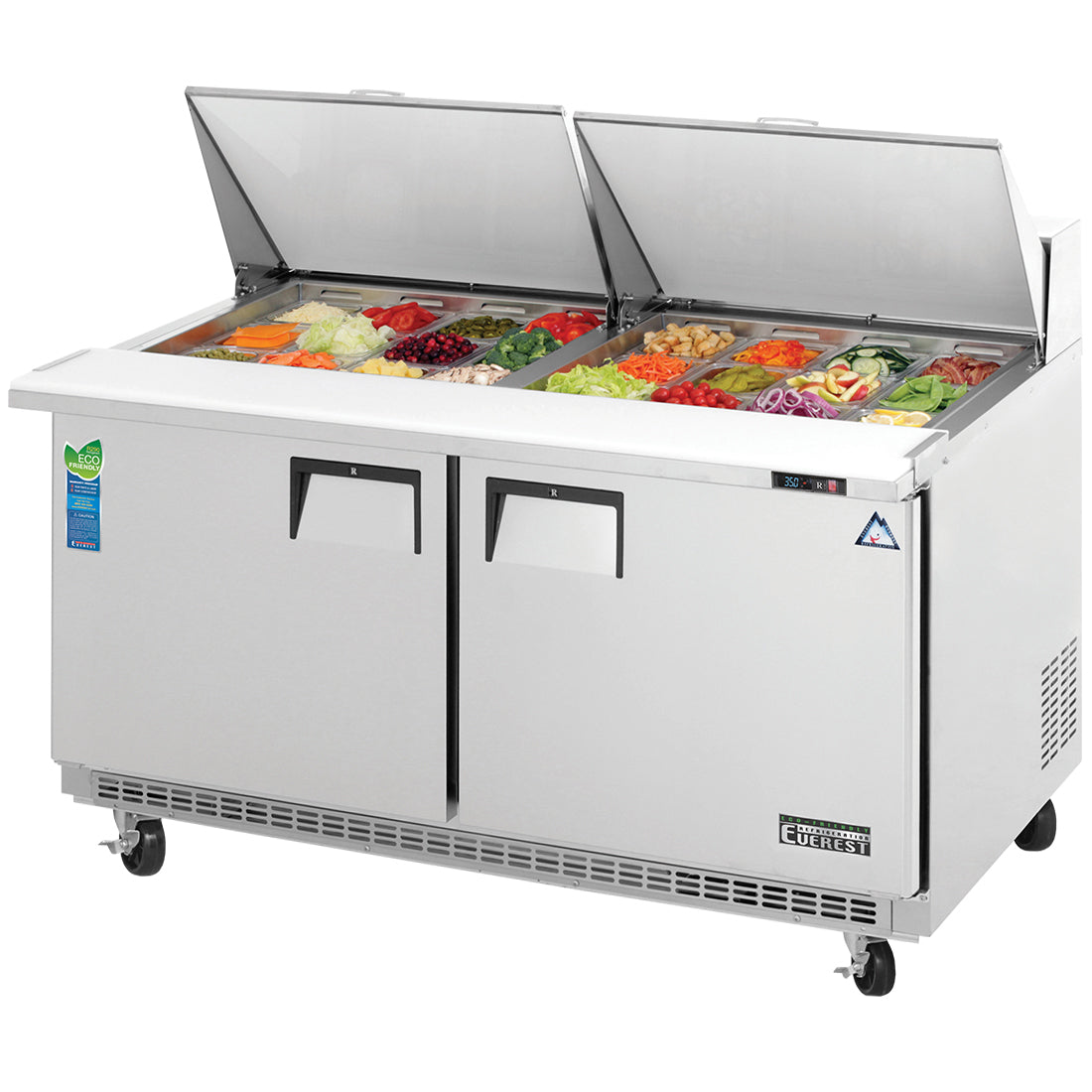 Everest Refrigeration EPBWR2 59.13" W Two-Section Two Door Sandwich Prep Table