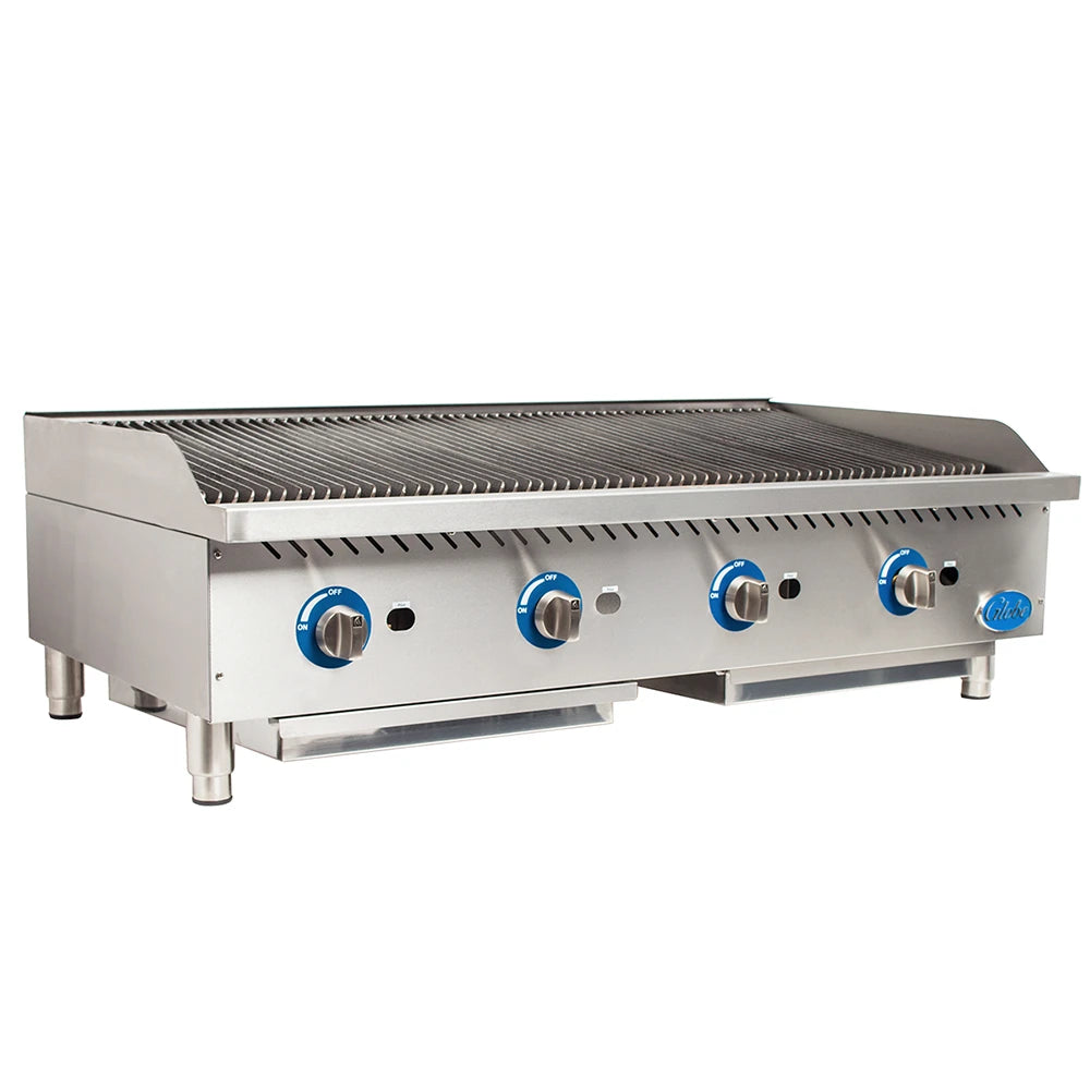 Globe GCB48G-SR 48" Countertop Gas Radiant Charbroiler with Cast-Iron Grates
