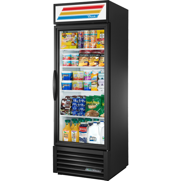 True GDM-23-HC~TSL01 White Aluminum Interior Powder Coated Exterior 1 Low-E thermal Glass Hinged Doors Refrigerated Merchandiser - 115 Volts