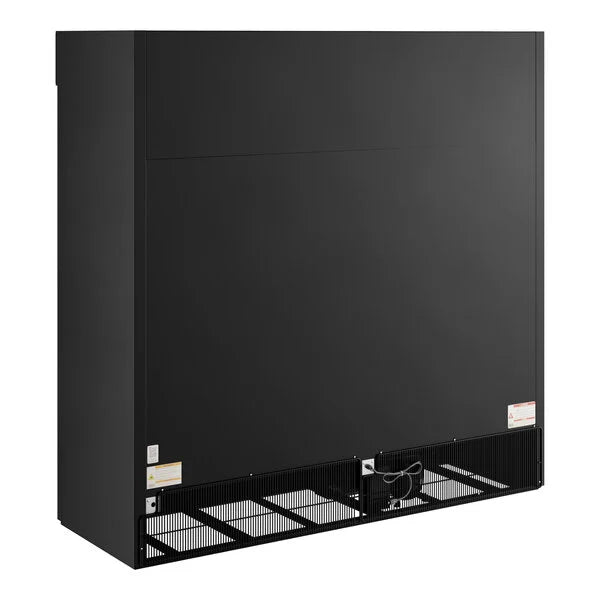 Black metal cabinet with mesh shelves on a white background
