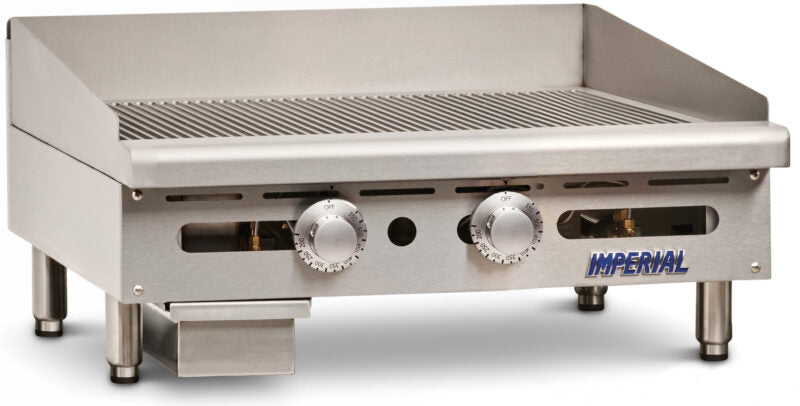 Imperial IGG-24 24” Thermostatic Natural Gas Countertop Griddle with Grooved Plate