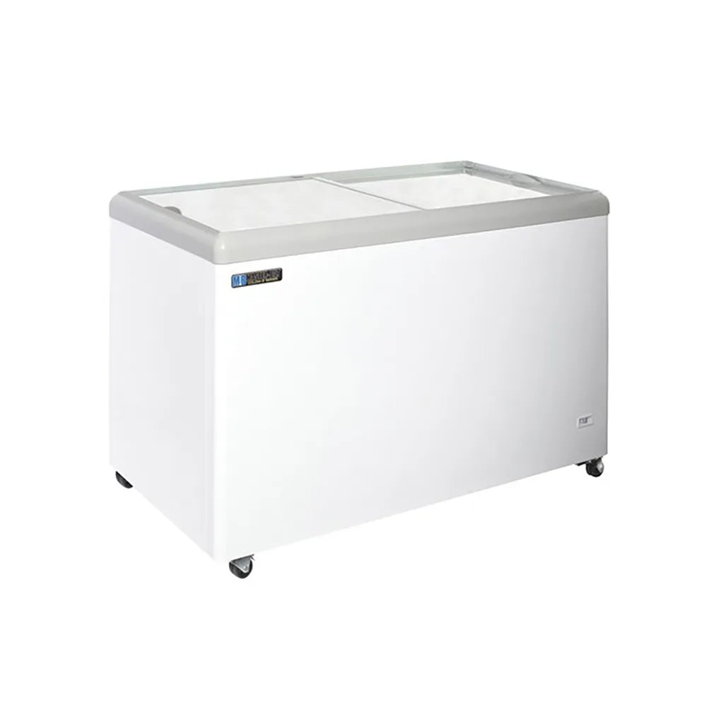Master Bilt MSF-52AN 52" White Flat Tempered Glass Sliding Lids COLDIN-3™ Display Freezer - 115V
