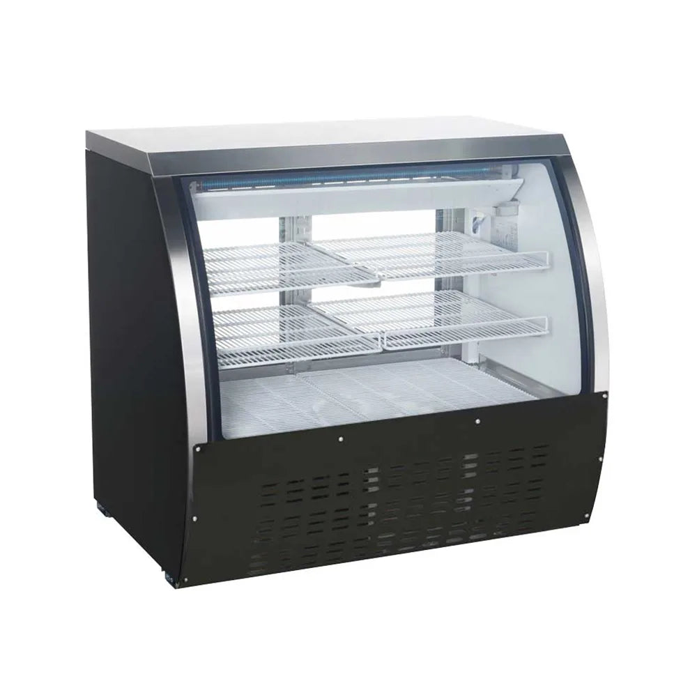 Omcan USA 50077 47" W Black Coated Steel 4 Shelves Refrigerated Deli Display Case - 115 Volts 1-Ph