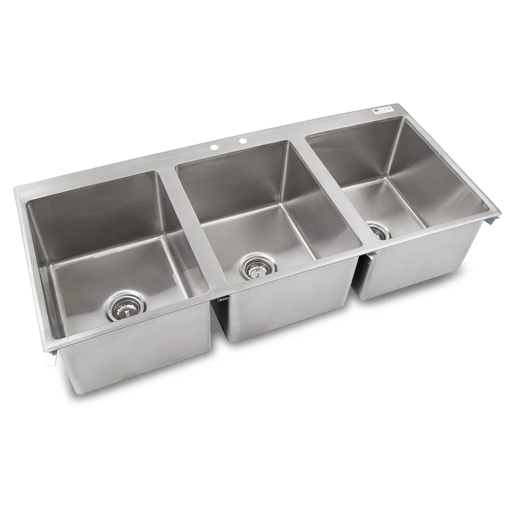 John Boos PB-DISINK162012-3-X – Three-Compartment Drop-In Sink, 16" x 20" Bowls