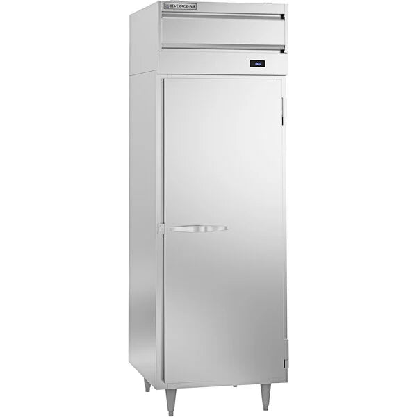 Stainless steel refrigerator on a white background