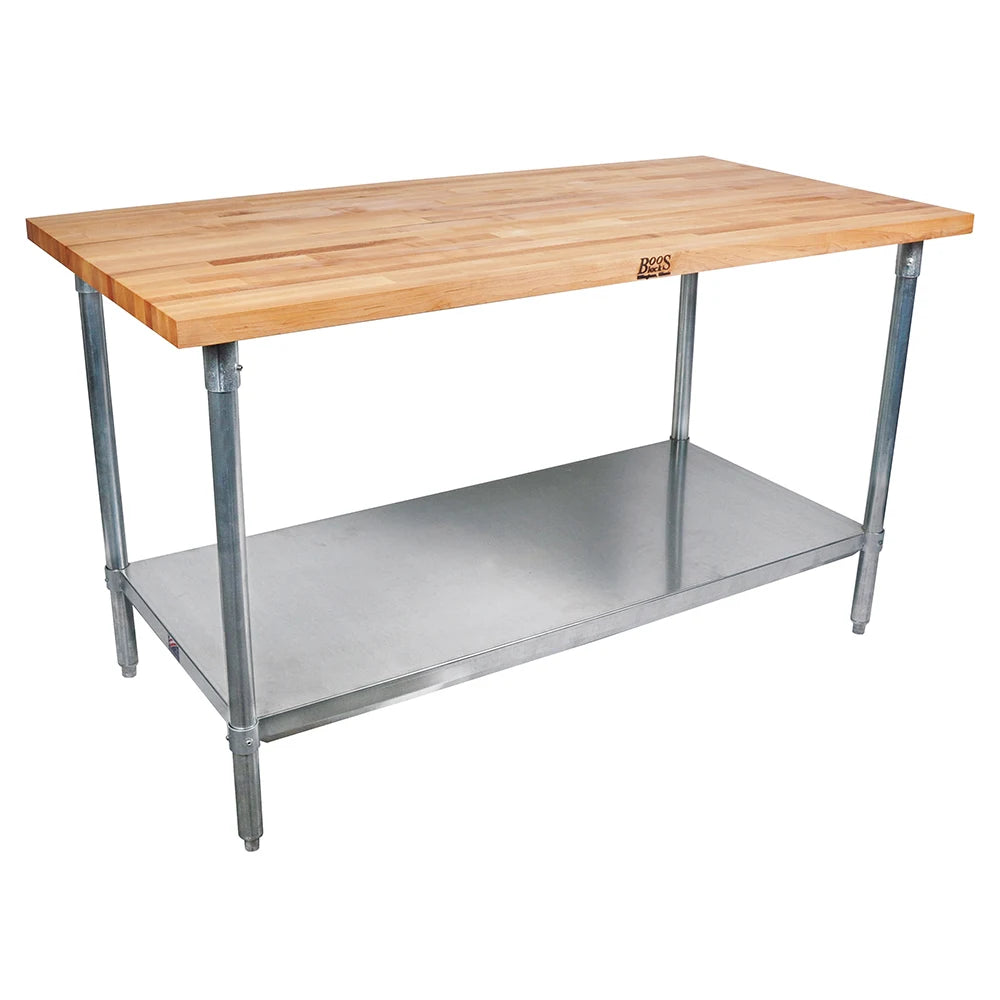 John Boos SNS02 48" Maple Top Work Table with Stainless Steel Undershelf