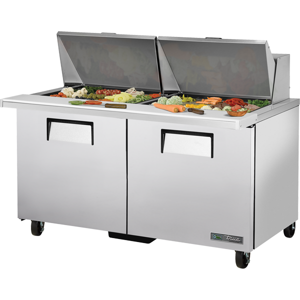 True TSSU-60-24M-B-ST-HC 60.38" W Two-Section Two Door Mega Top Sandwich/Salad Unit