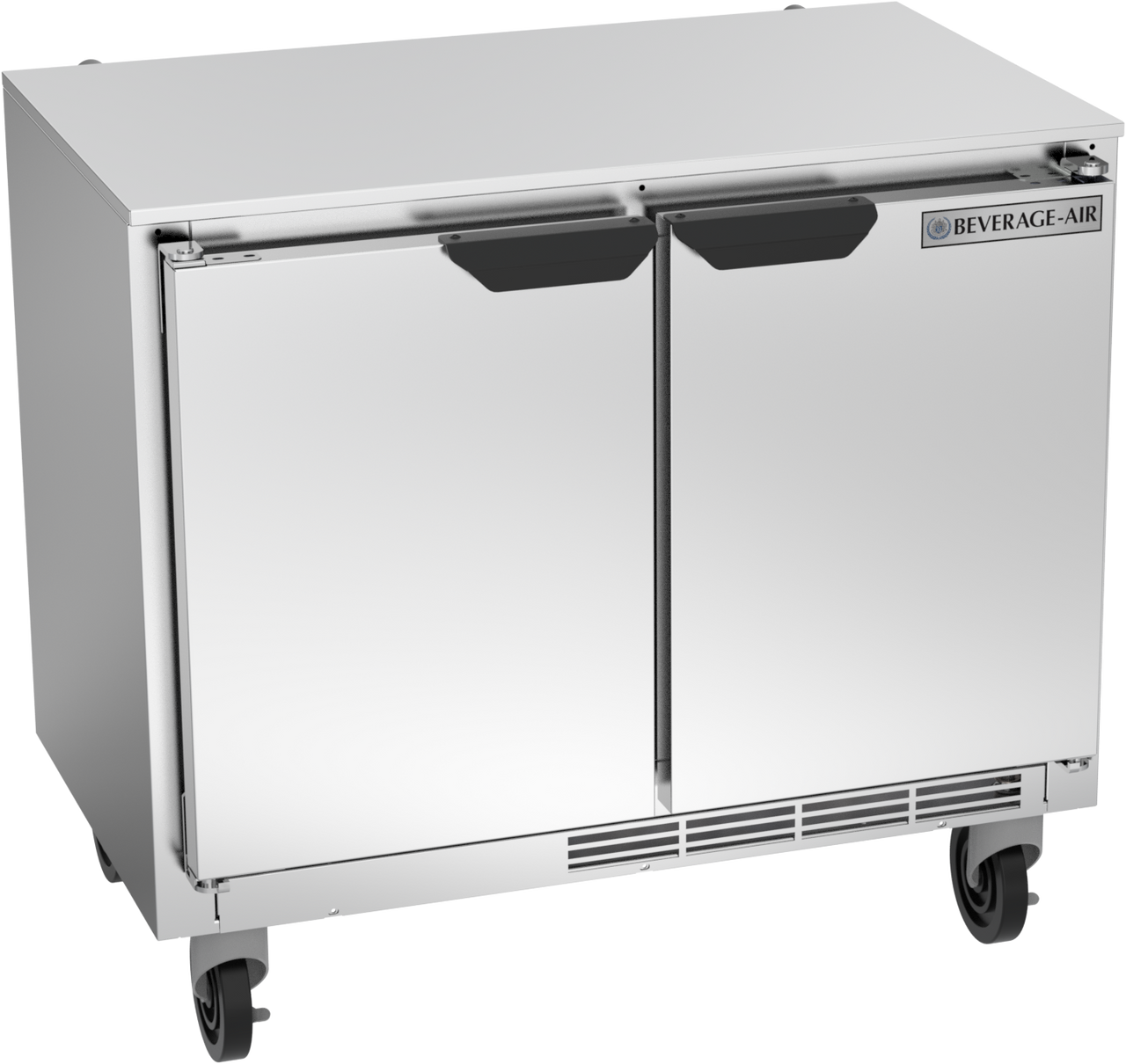 Beverage Air UCR34HC 34"W Two-Section Solid Door Reach-In Undercounter Refrigerator