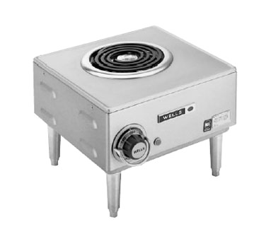 Wells H-33 12.8" W x 10.1" H x 14.8" D Stainless Steel with Single Flat Spiral Element Burner Electric Countertop Hotplate - 120 Volts