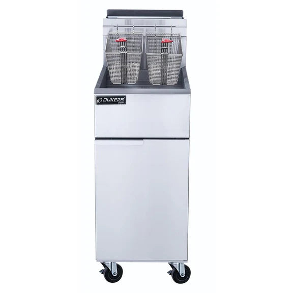 Dukers DCF3-NG 50 lb. Capacity Natural Gas Floor Model Fryer - 90,000 BTU