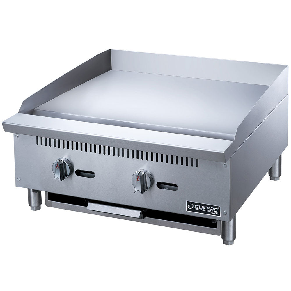 Dukers DCGM24 24"W Stainless Steel Gas Countertop Griddle - 60,000 BTU