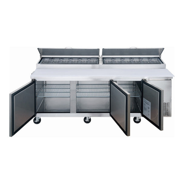 Dukers DPP90 90" 3 Solid Self-Closing Doors Sandwich / Salad Prep Table