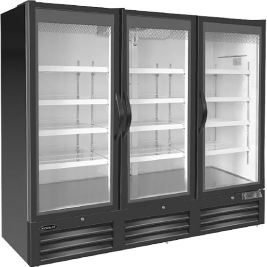 MVP Group KGF-78DV 81" W Black Exterior Three-Section Kool-It Freezer Merchandiser - 115 Volts