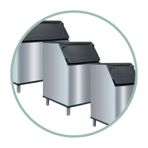 a selection of commercial ice bins in different sizes