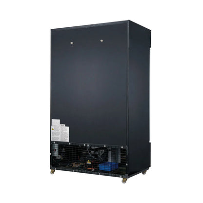 Dukers DSM-41R 47"W Black Swing Refrigerated Merchandiser With Canopy LED lighting