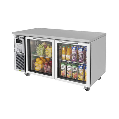 Turbo Air JUR-60-G-N Undercounter Refrigerator – 59" Two-Section, Glass Door