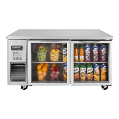 Turbo Air JUR-60-G-N Undercounter Refrigerator – 59" Two-Section, Glass Door