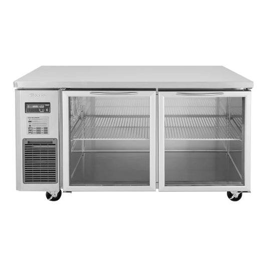 Turbo Air JUR-60-G-N Undercounter Refrigerator – 59" Two-Section, Glass Door