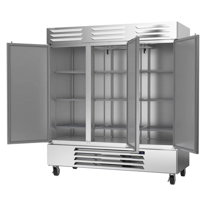 Beverage Air RB72HC-1S 75" W Three-Section Solid Door Reach-In Vista Refrigerator