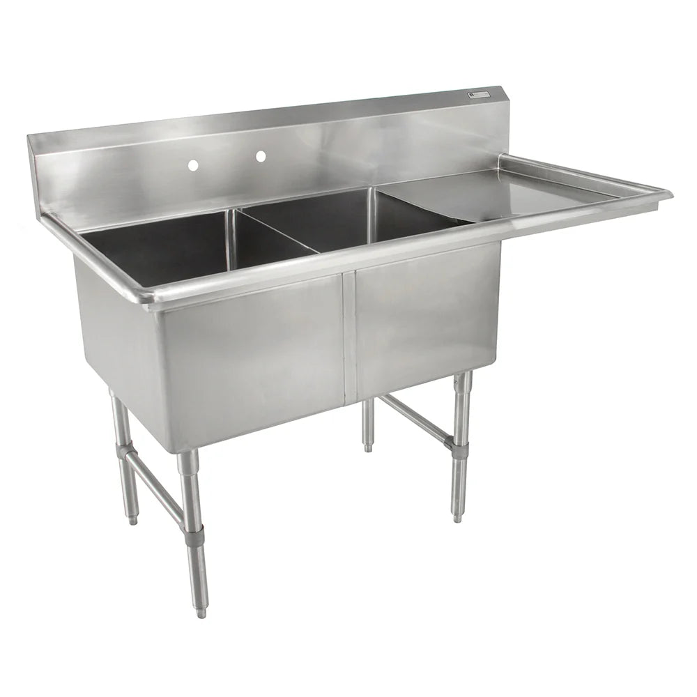 John Boos 2B184-1D18R-X 58" 2-Compartment Sink with Right Drainboard