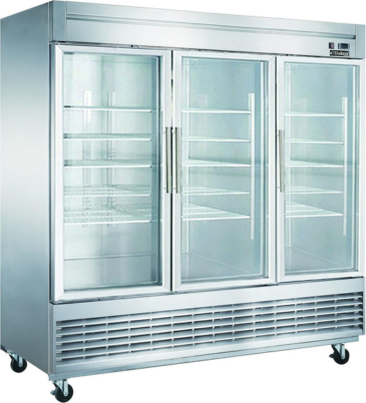 Dukers D83R-GS3 82.63"W Stainless Steel Glass Door Refrigerator