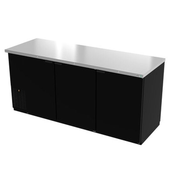 Black kitchen island with white countertop on a white background