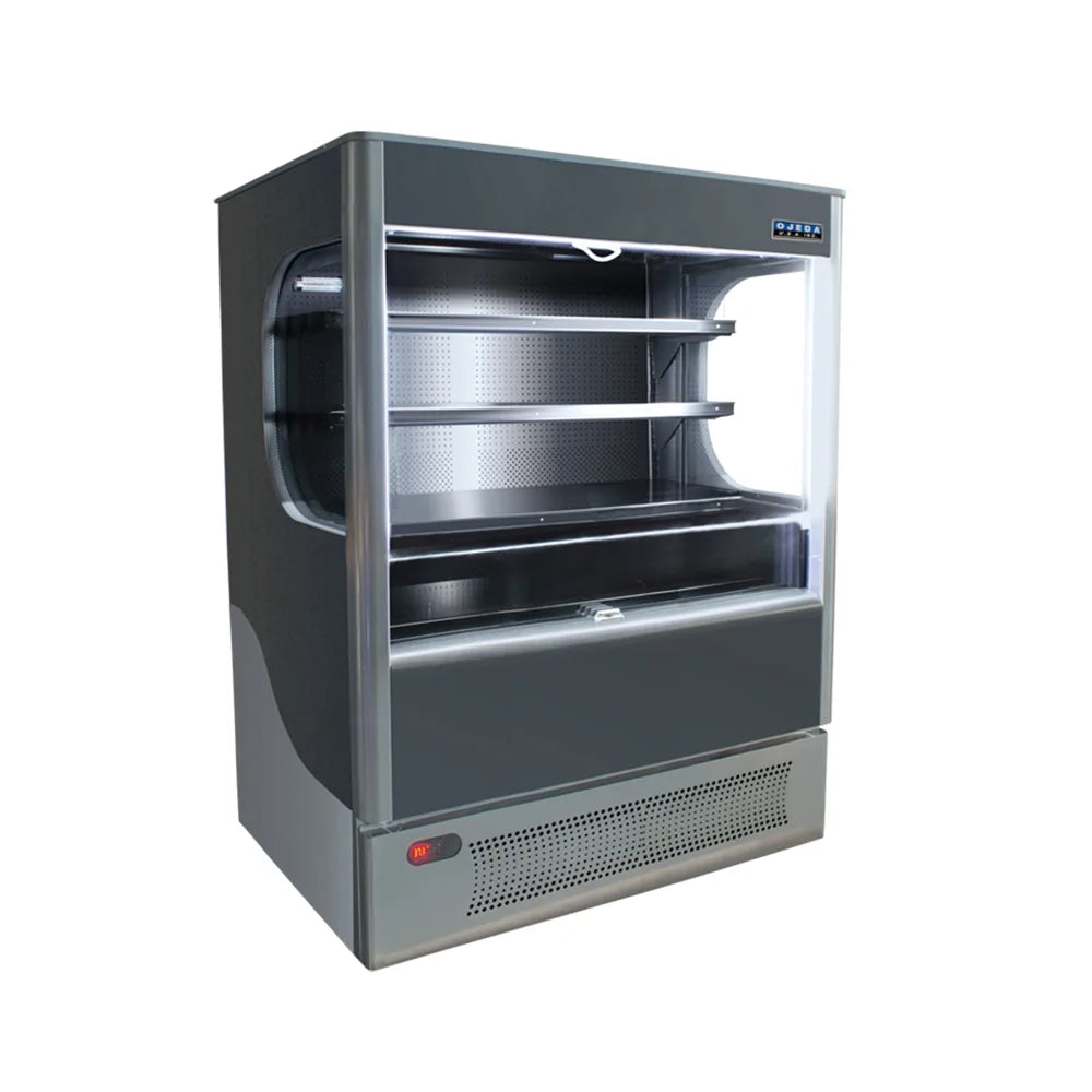 Commercial refrigerator with glass door on a white background