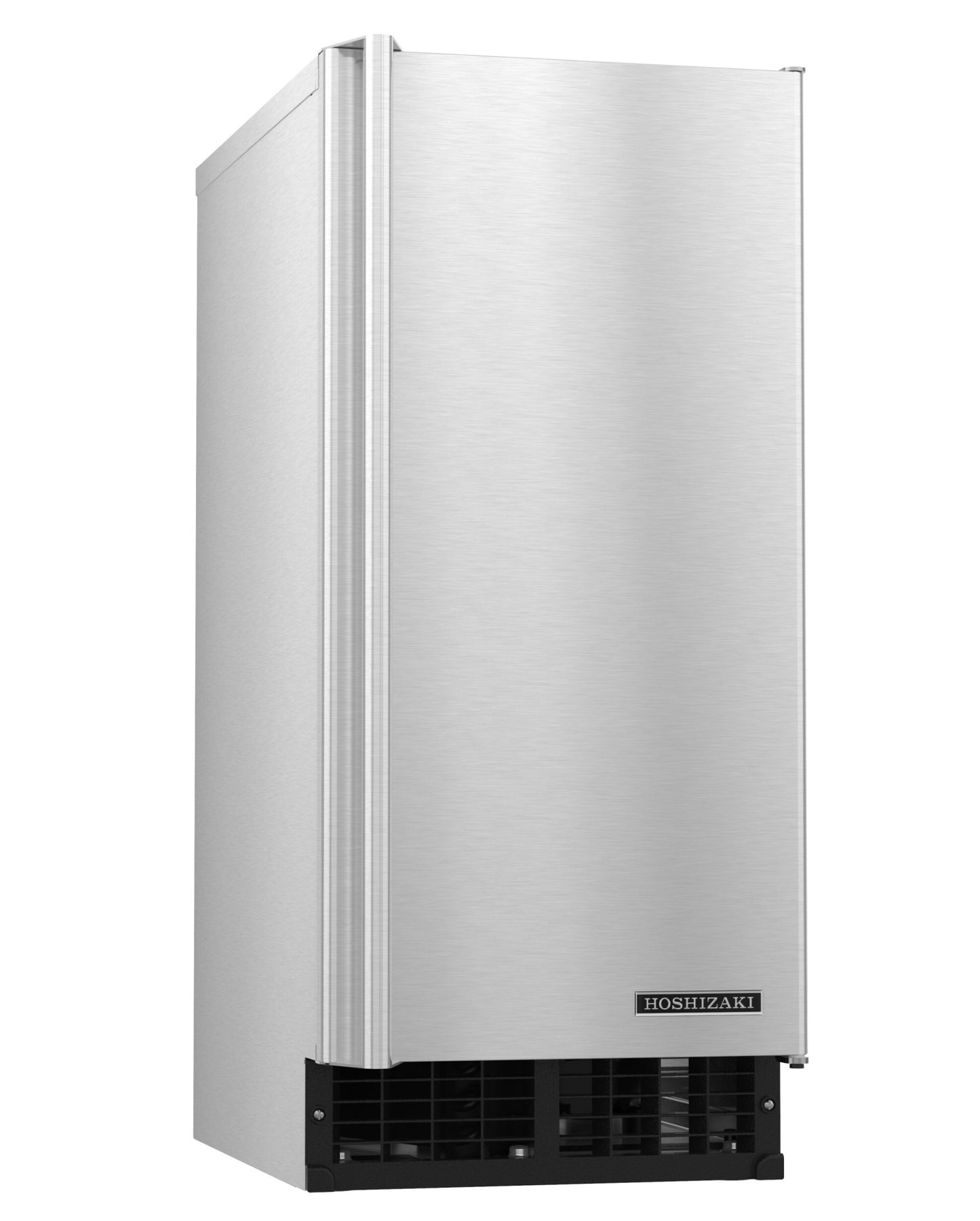 Stainless steel ice maker with Hoshizaki logo on a white background