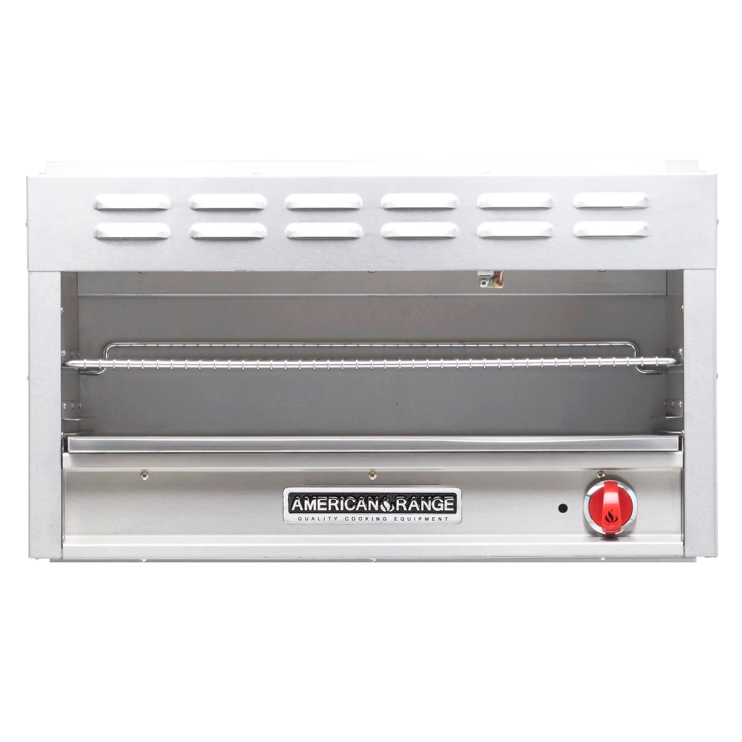 Stainless steel wall-mounted oven with American Range logo on a white background