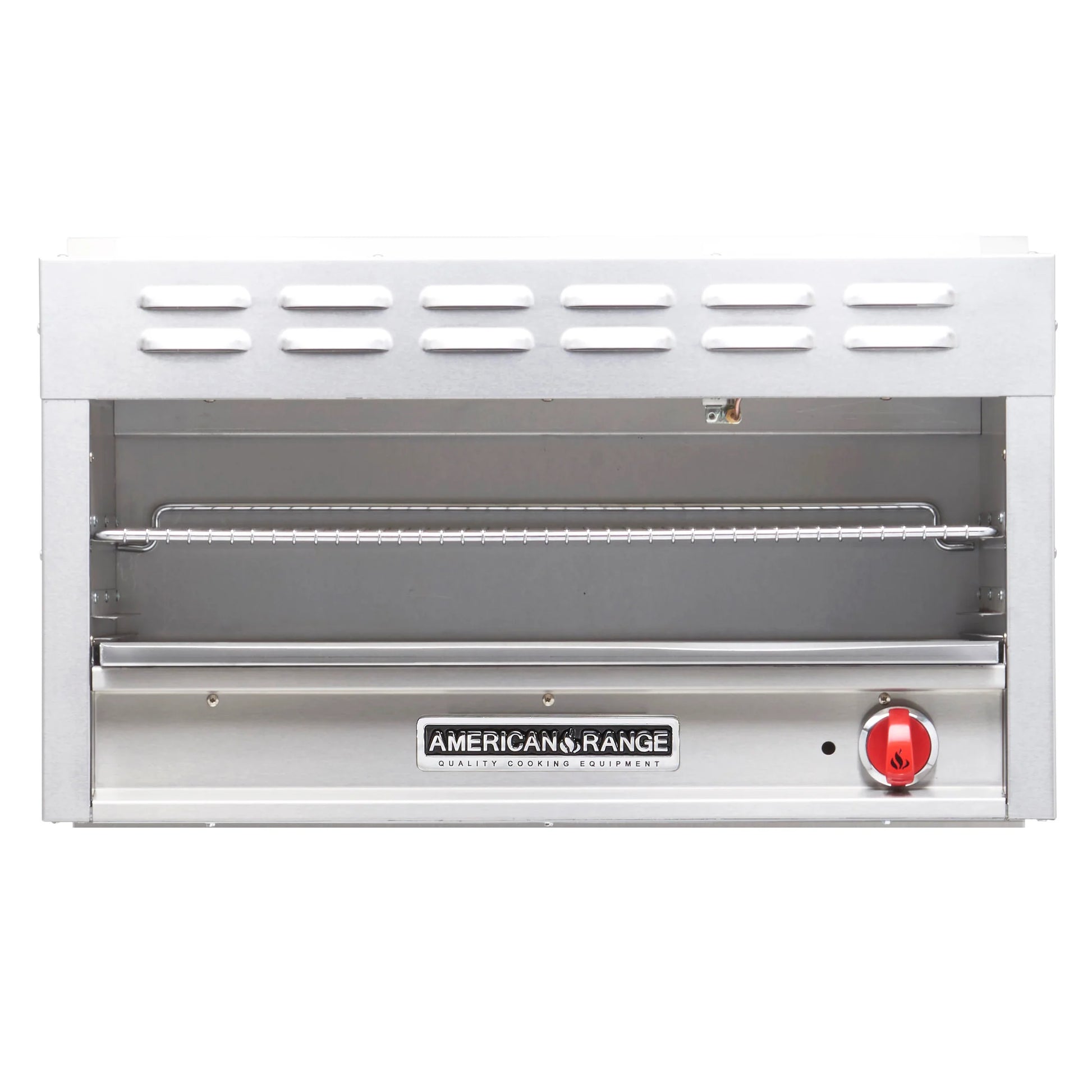 Stainless steel wall-mounted oven with American Range logo on a white background