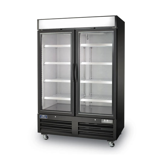 Arctic Air ARGDM49 49 Cu.Ft 2 Glass Black Powder-Coated Door Merchandiser Refrigerator - 115 Volts