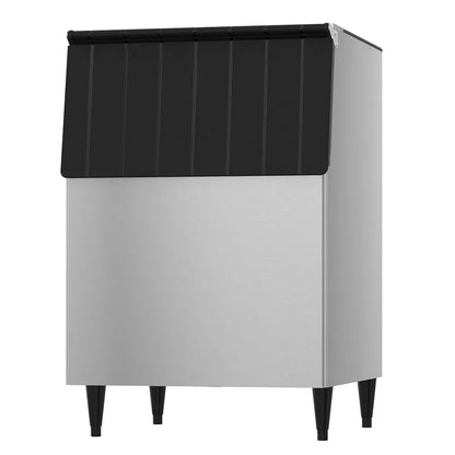Small storage unit with black top and gray base on a white background