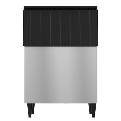 Two-toned cabinet with black top and silver bottom on a white background